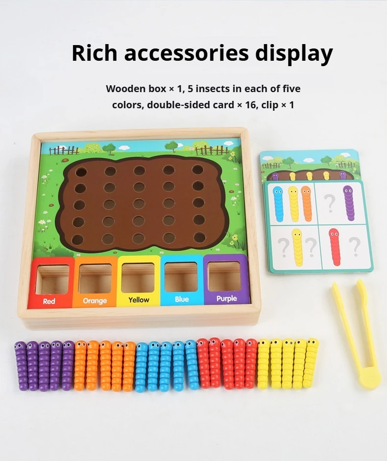 Children's Wooden Colour Sorting & Catching Insects Game, Fine Motor Skills Educational Toys, Children's Insect Toys