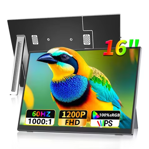 16" Portable Monitor 16:10 100%sRGB 1200P IPS Screen Travel Gaming Computer Display for Steam Deck Laptop Switch PS4 PS5 Xbox