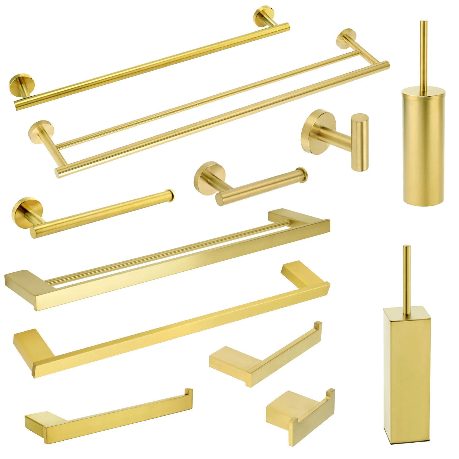 Brushed Gold Towel Rail and Holder Set