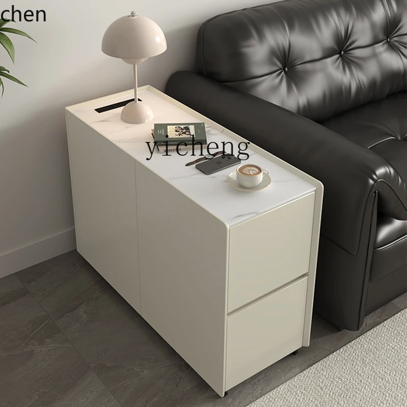 HXL Solid Wood Lacquered Sofa Side Cabinet High-End Side Cabinet Movable