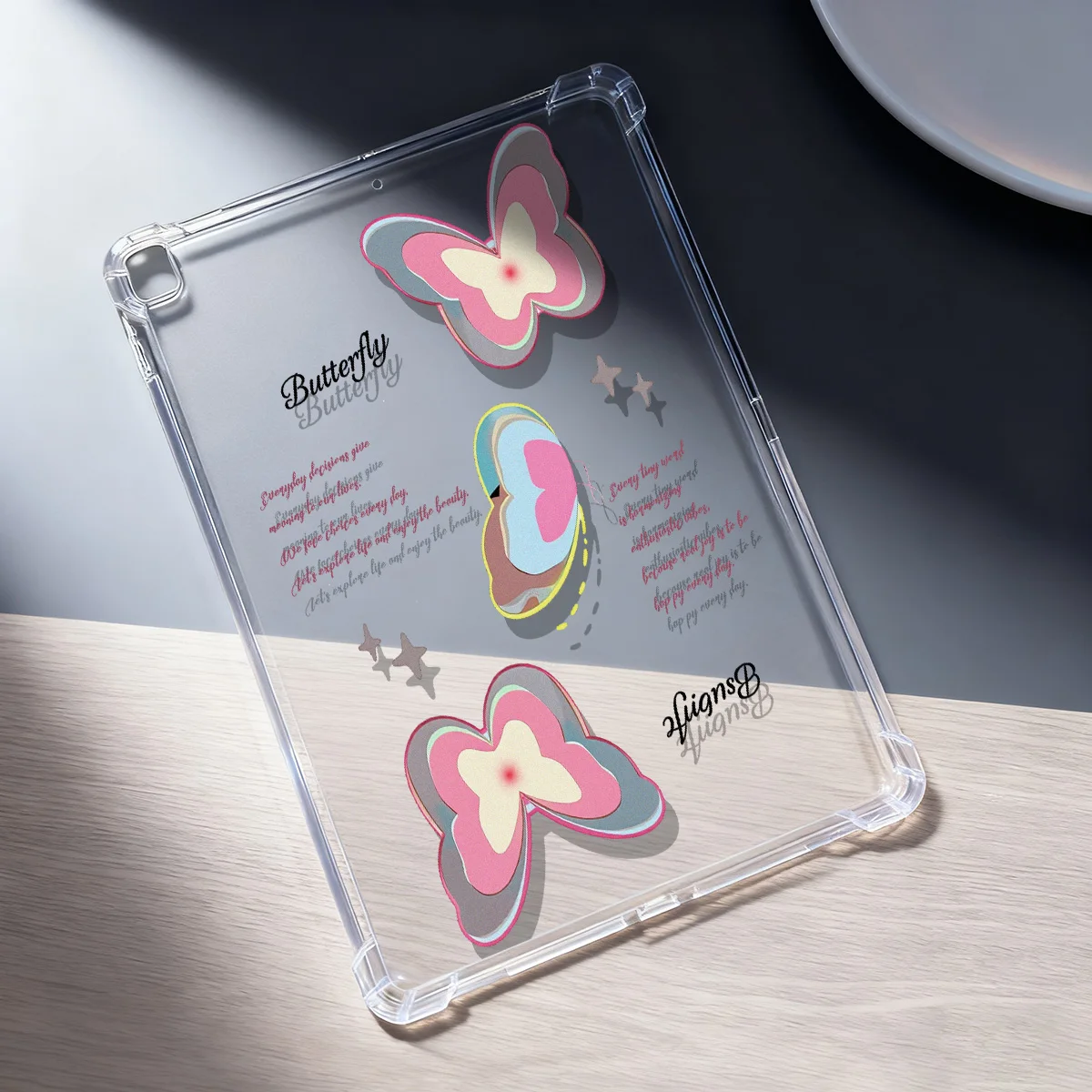 Crystal Clear Tablet Case for Samsung Galaxy Tab S9 S10 FE A9 A11 S7 S8 Plus Gradient Butterfly Y2K Ins Style Cover Shockproof