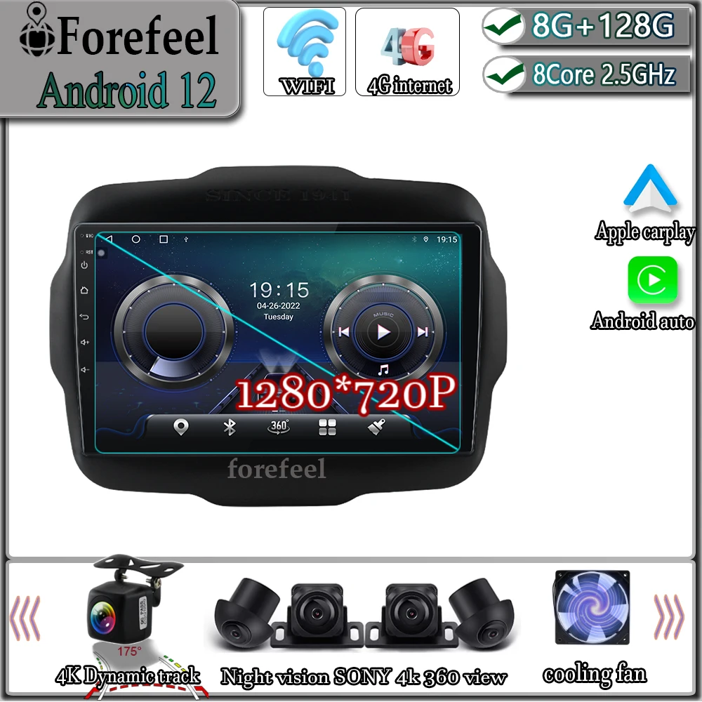 

Android 12 For Jeep Renegade 2014 2016 2017 2018 lettore Video Autoradio Multimedia Video Monitor Screen TV Navigation GPS