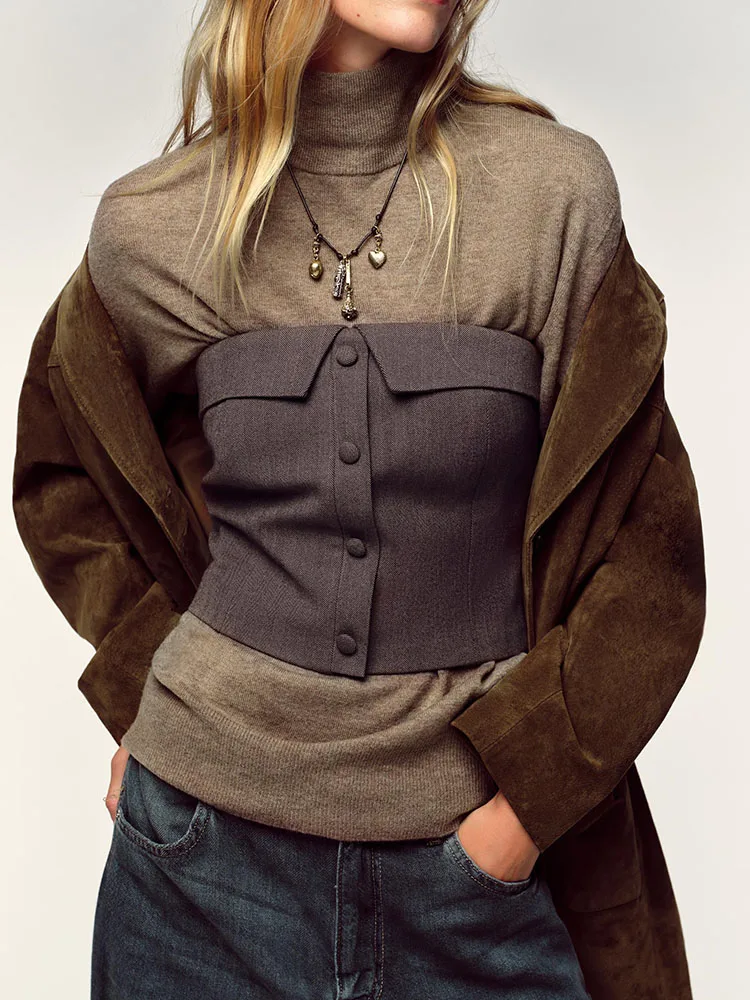 المرأة Faion مستقيم oulder Bared ضيق صالح صديرية دائرية جديد وصول الخريف 2025 تنوعا Ele المرحلة ارتداء العرقية Sle