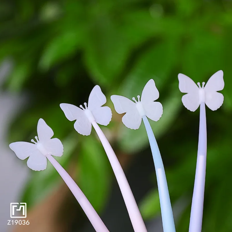 48pcs-creative-cartoon-signature-pen-items-color-changing-butterfly-neutral-pen-silicone-pen