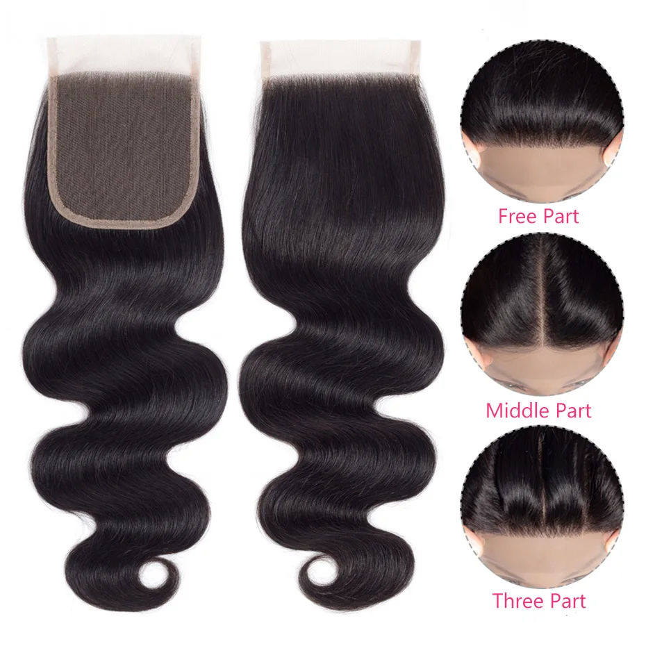 Body Wave Closure Natural Color Brazilian 100% Human Hair 4x4 Lace Closure For Women Pre-plucked 8-22 Inches Remy Hair Gabrielle