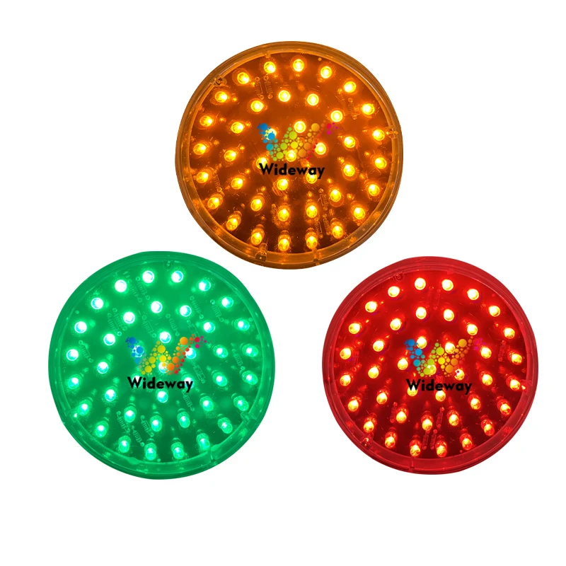 وحدة إشارة المرور LED الصغيرة 100 مم بدون قناع أحمر أصفر أخضر ألوان DC12V DC24V متاحة للبيع