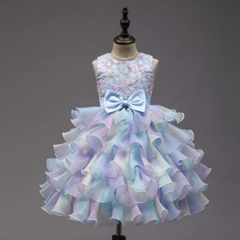 Girl's formal dress performance princess dress girl fluffy gauze cake dress graduation flower girl children's dance performance