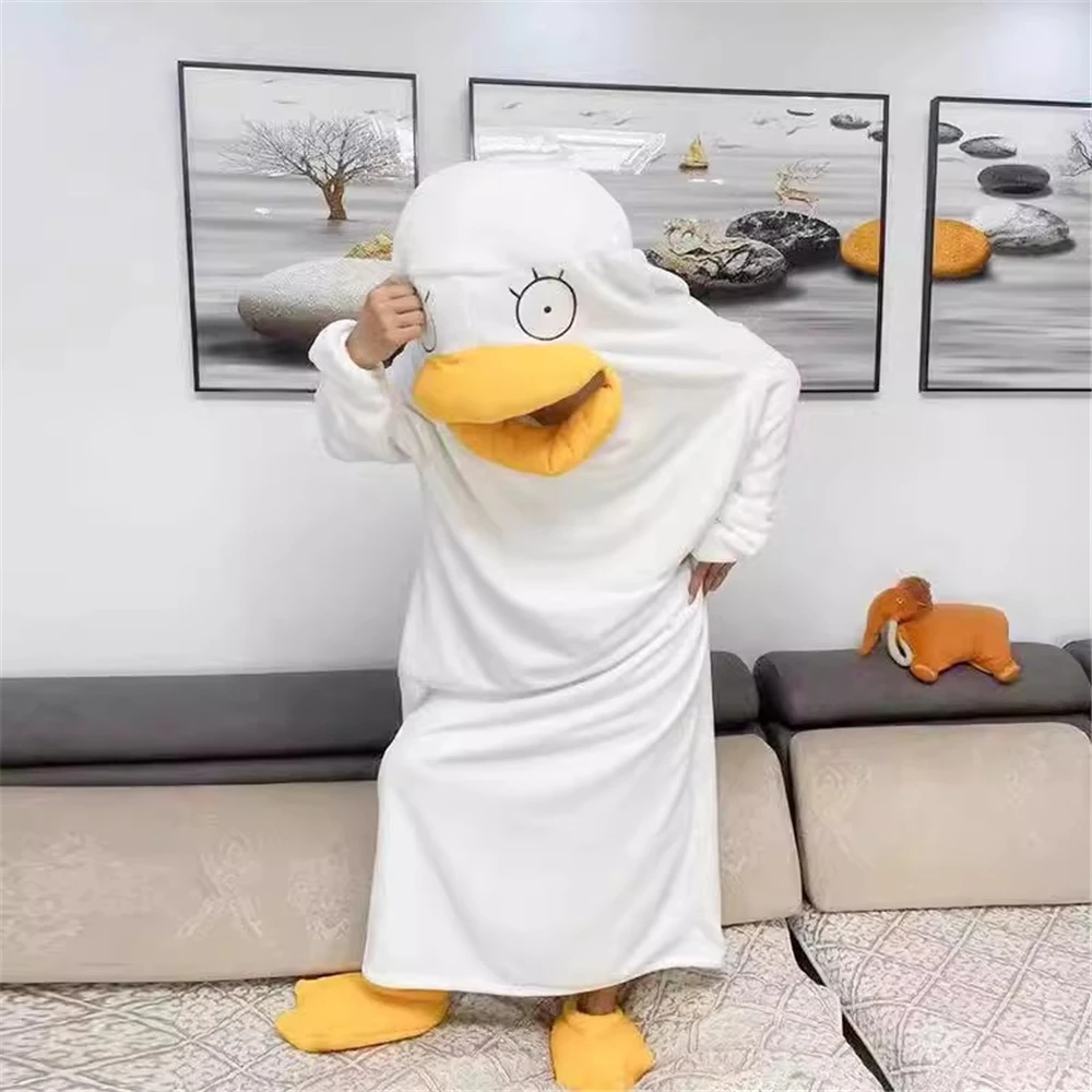 Anime Gintama Elizabeth Duck Cosplay Costume Kigurumi Adult Unisex Pajamas Flannel Jumpsuit Sleepwear Onesies Prop