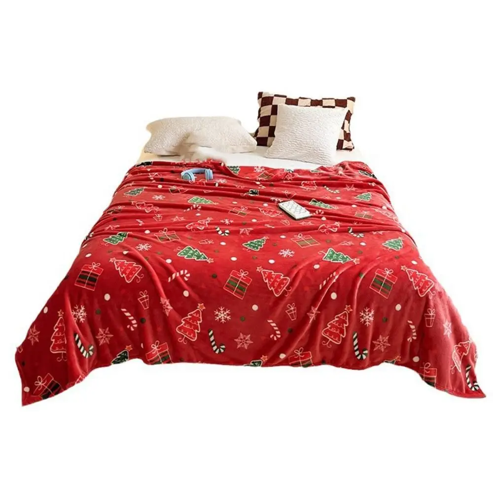 Утолщенное рождественское фланелевое одеяло, пушистое одеяло с рождественским узором, рождественское одеяло для дивана, теплое удобное одеяло для сна, спальня