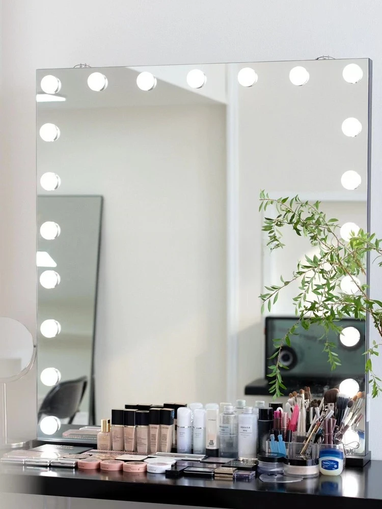 Makeup mirror large wall-mounted wall-mounted photo studio makeup table desktop fill light mirror with lamp