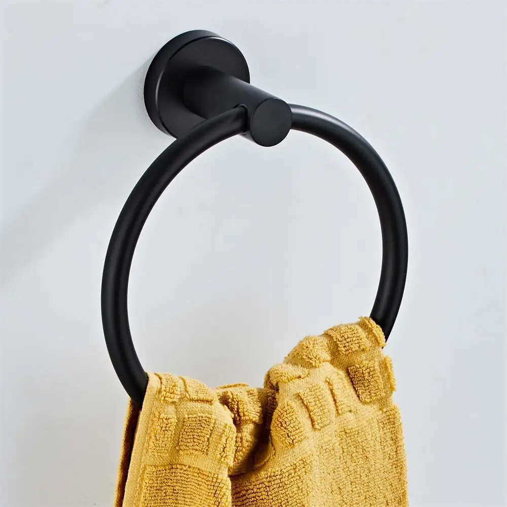 2024 Black Towel Ring Nordic Round Stainless Steel Towel Hanging Ring Wipe Hand TowelHanger RoundRing Wall Hanging Towel Rings