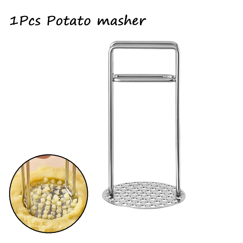 1Pcs Stainless Steel Potato Masher Vegetable Masher Crush Vegetable Fruit Press Maker Kitchen Tool Gadget Kitchen Accessories