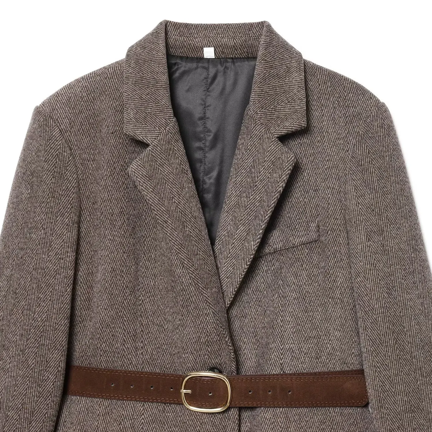 JNLEAOG Women's Cheered Suit Jaet with Belt Fall New Sle Loose Fit Long Sve Businwear Polyester Fabric