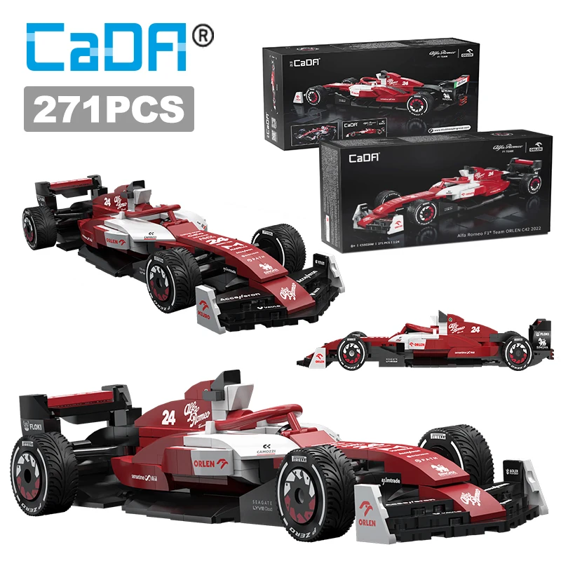 Cada 1:24 Alpha Romeo 2022 F1 Racing Car C42 Sports Car Model Building Blocks City Racing Car Bricks Toys For Kid Gifts