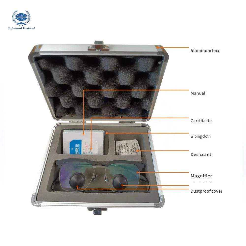 Safebond 2,5x TTL lupa lornetkowa ultralekkie dentysty chirurgia medyczna lupy wykonane trwałe metalowe plastikowe ręczne zasilanie elektryczne