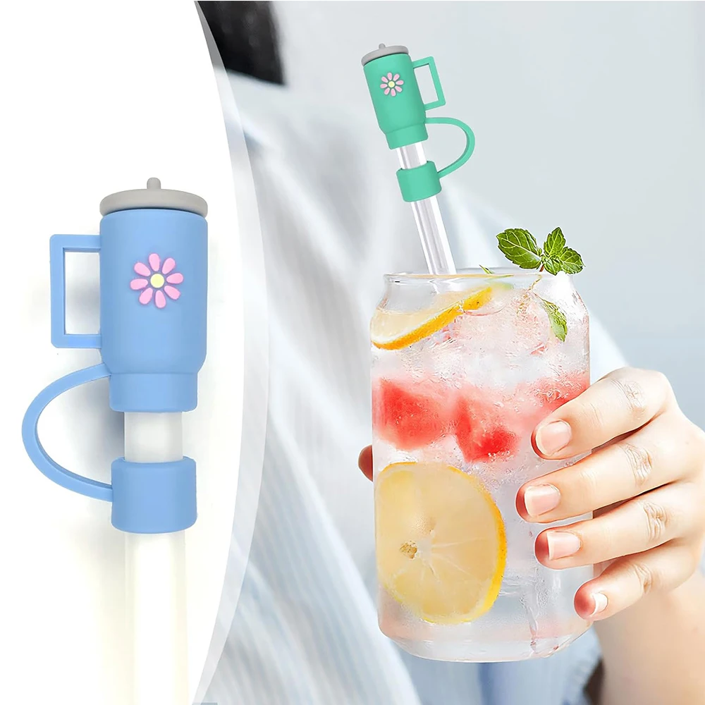 1/5Pcs 10mm Straw Covers Cap Compatible with Stanley 30&40 Oz Tumbler Cute Reusable Drink Straws Covers Kitchen Accessories