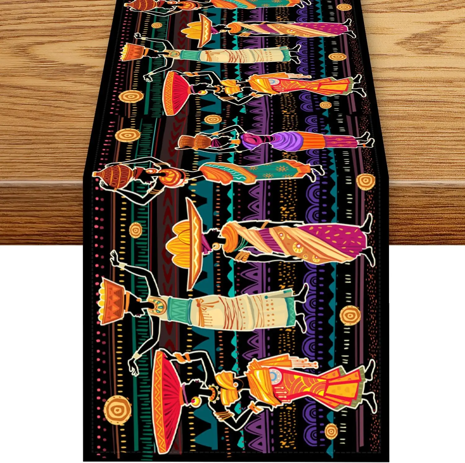 Rustic Indian Woman African Tribal Linen Table Runner Party Decor Farmhouse Kitchen Dining Table Runner Wedding Party Decoration