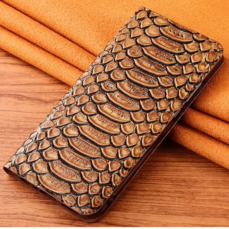 Snakeskin-本革のケース,Samsung Galaxy s23 s22 s21 plus uls21用の磁気フラップカバー