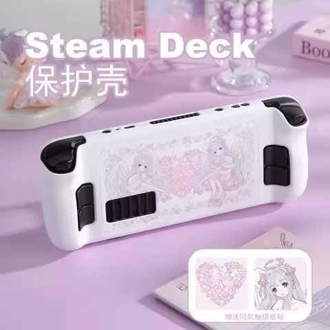 Kawaii Cute Steam Deck Protective Case Full-Cover Steam Deck Protective Sleeve Pink Sakura Angel PC Hard Case Accessories