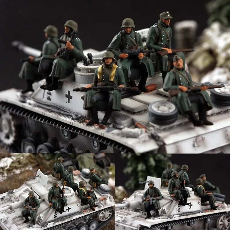 

Фигурки героев 1/72, немецкая армия, снежный автомобиль, набор из 6 солдат, модель, креативная сцена, куклы, игрушки, дисплей
