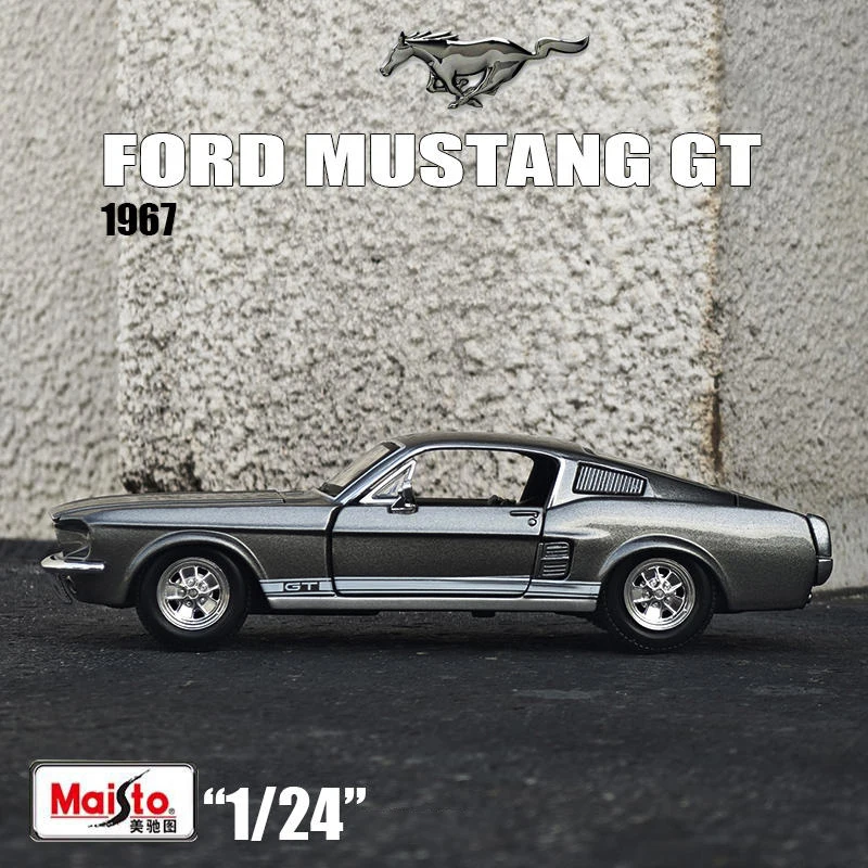 Maisto 1:24 1967 フォード マスタング GT 合金スポーツカーモデル ダイキャストメタル レーシングカー 車モデル シミュレーション コレクション キッズギフト