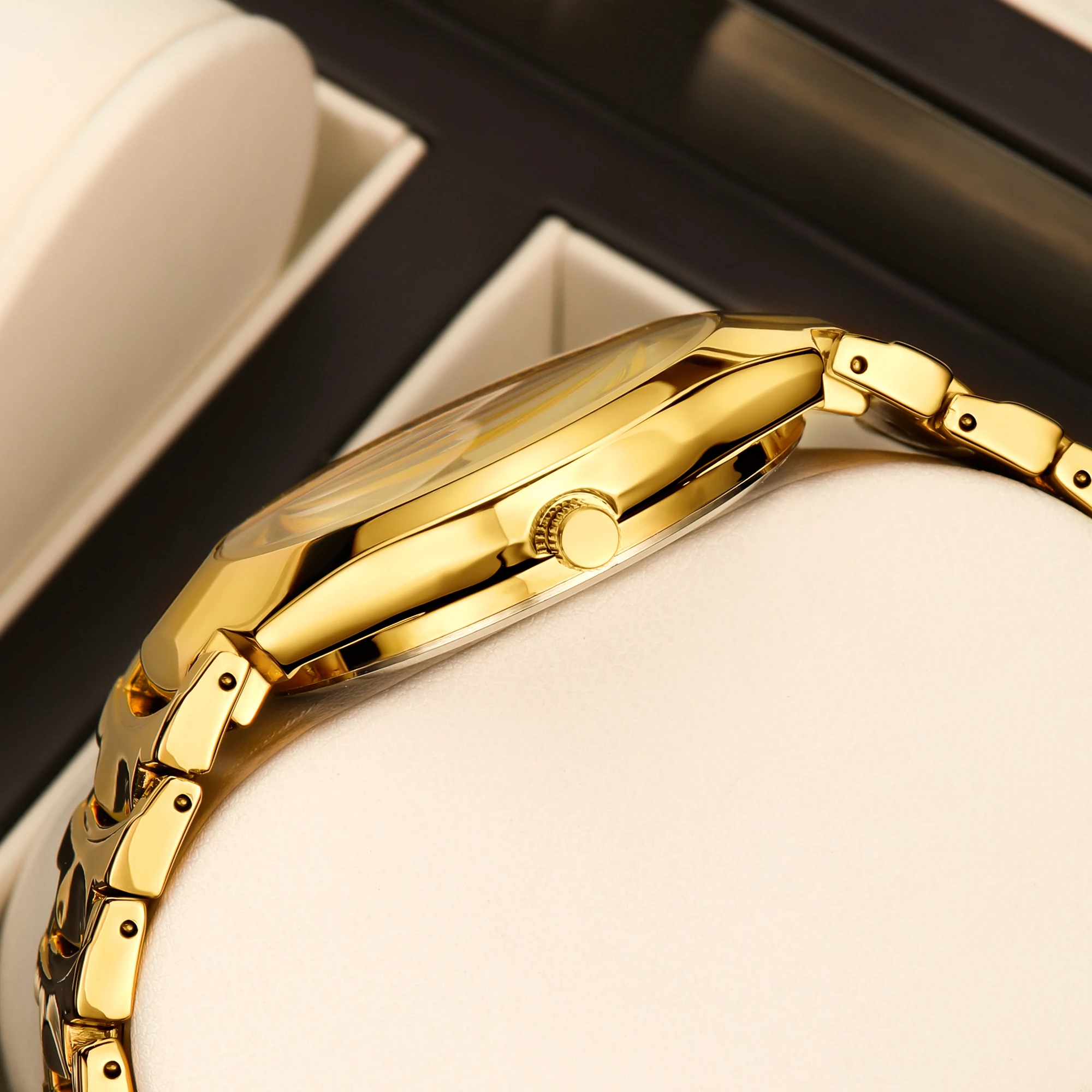 ساعة كوارتز رجالية فاخرة على طراز الأعمال من YaLaLuSi، لمسة نهائية مطلية بالذهب، ضمان الاحتفاظ بالألوان لمدة عامين، عرض التاريخ