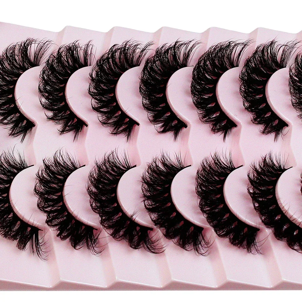 7 Pairs False Eyelashes Wispy Lashes Natural Look Fake Eyelashes Cat Eye Lashes Faux Mink Fluffy Strip False Lashes Pack