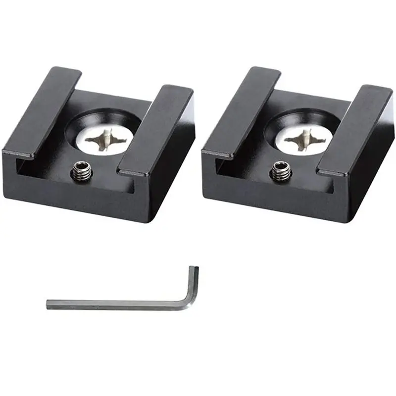 ABRI-Cold Shoe Mount Aluminum Adapter Bracket Hot Shoe With 1/4 Thread For Camera Cage Flash Shoe Mount(6 PCS)