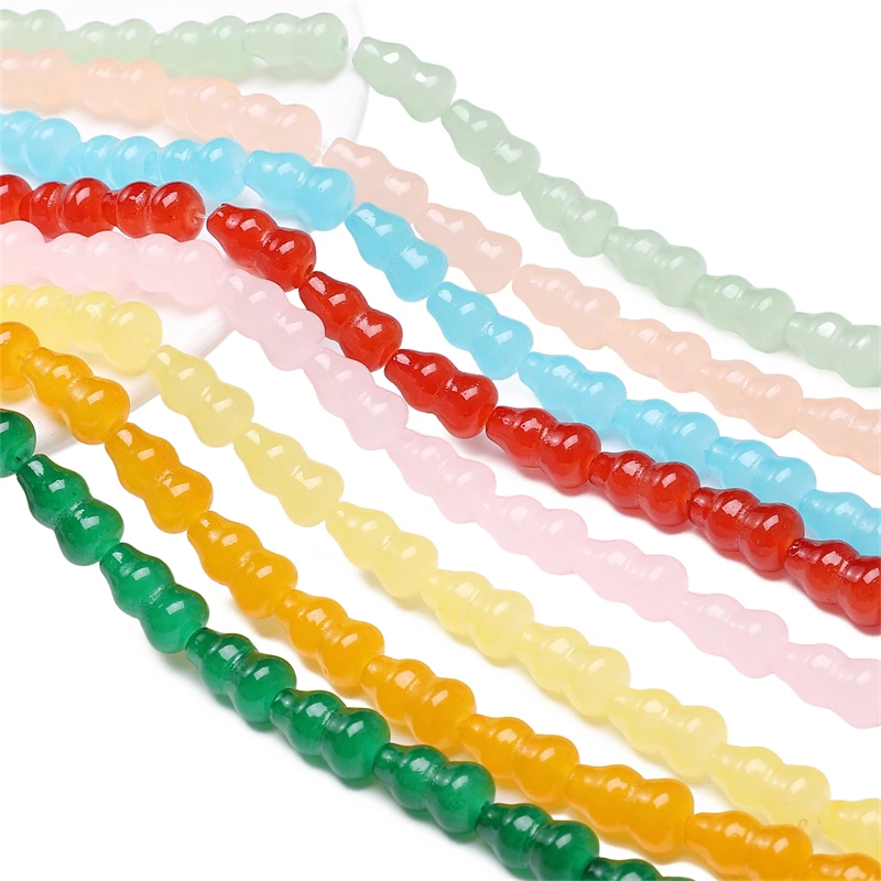 15pcs 8x14mm Glass Straight Hole Gourd Beads Loose Spacer Bead for Bracelet Necklace DIY Jewelry Making Accessories