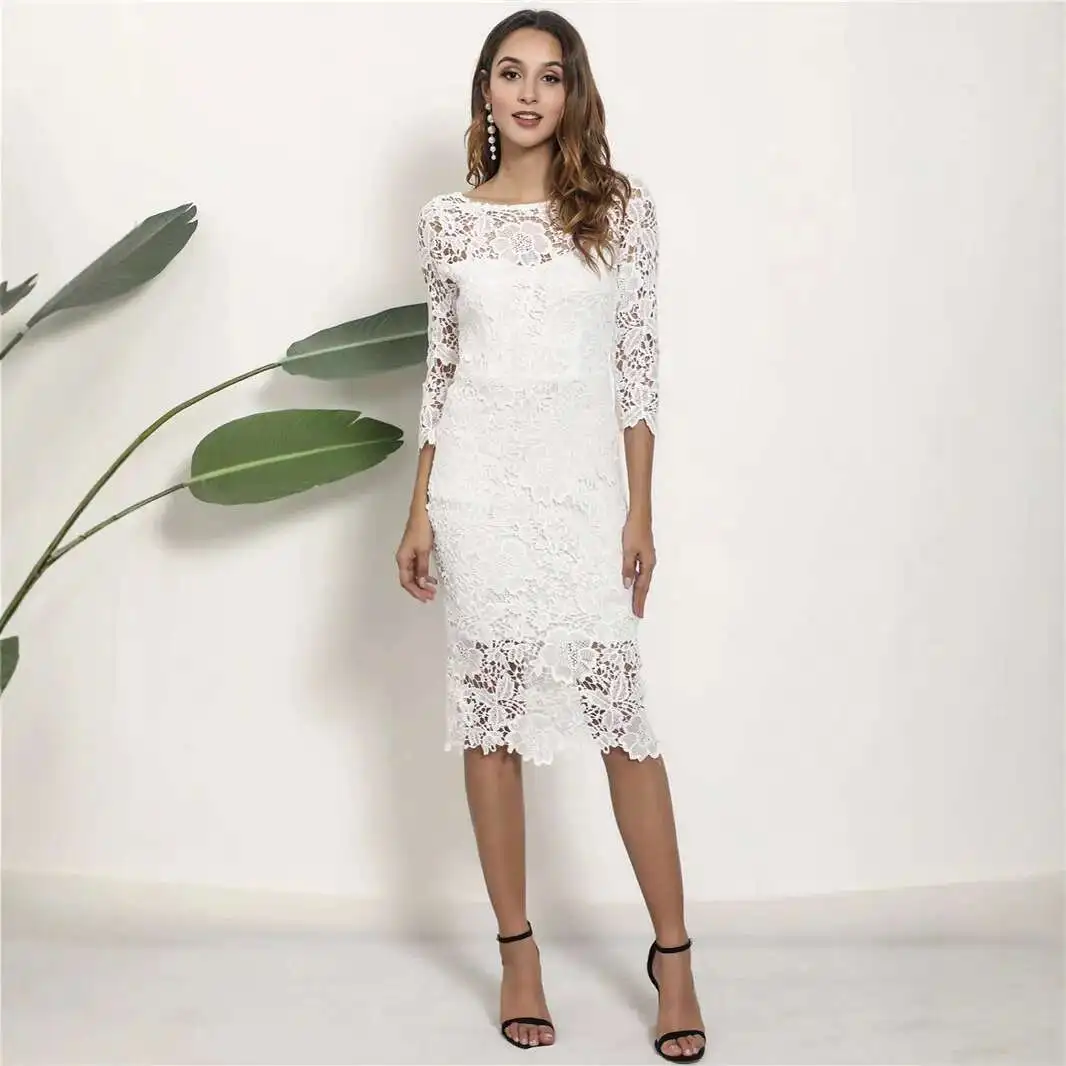 

New Qqh Women's Sexy Lace See Through Dress with Slim Fit and Long Sleeves Vintage Knitted 2025 Summer Dress Robe Vestido Women