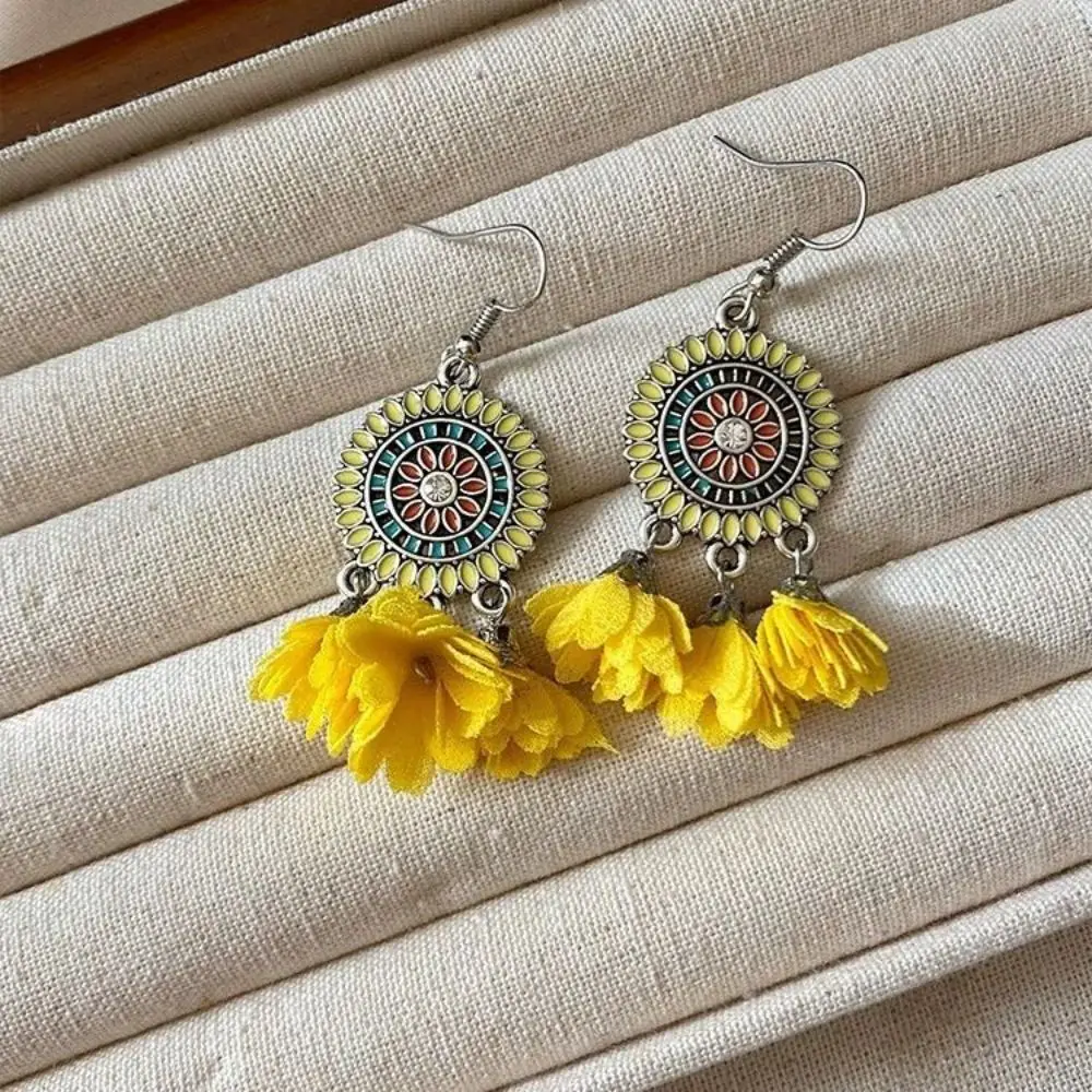 Damo Earrings Boho Sunflower Earrings Silver Color Stainless Steel Women Jewelry Fashion Daily Gift Romentic Design Earrings