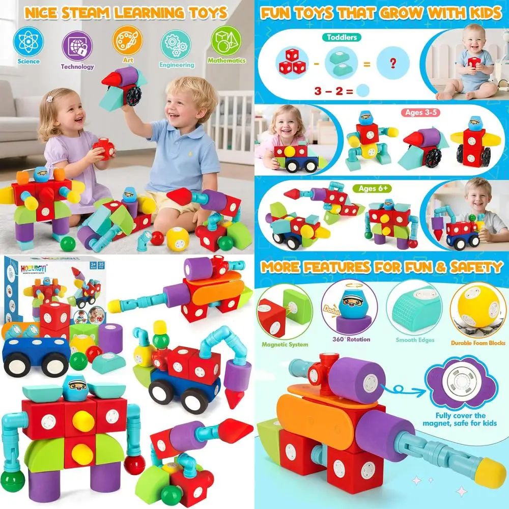 Blocchi magnetici in schiuma, grandi giocattoli STEM per bambini dai 3 anni in su, giochi da bagno per bambini, regali educativi per ragazzi e ragazze dai 3 ai 6 anni