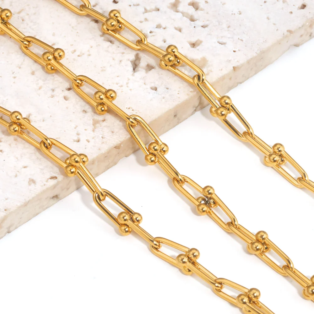 1M Stainless Steel Pvd Plated 18K Gold Chain Link Bulk Chains DIY Wallet Jewelry Necklace Making Handmade Supplies  Wholesale
