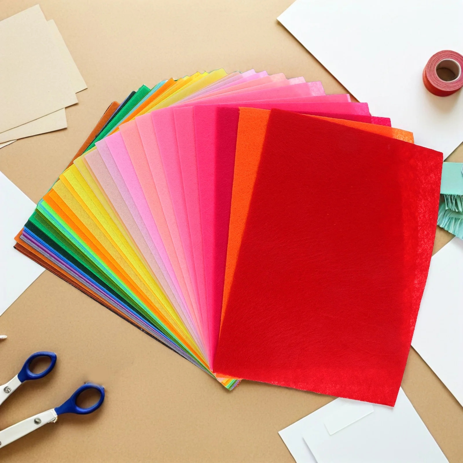 50 قطعة من صفائح النسيج الملونة غير المنسوجة المواد الحرفية DIY بها بنفسك الخياطة الحرف خليط ديكورات المنزل ورأى متعدد الألوان #6