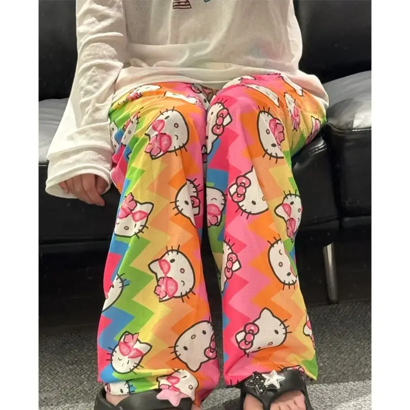 

Kawaii Hello Kitty Sanrio Lovely Dopamine Bust Comfortable Family Pants Colorful Casual Loose Shorts Birthday Present for Girls