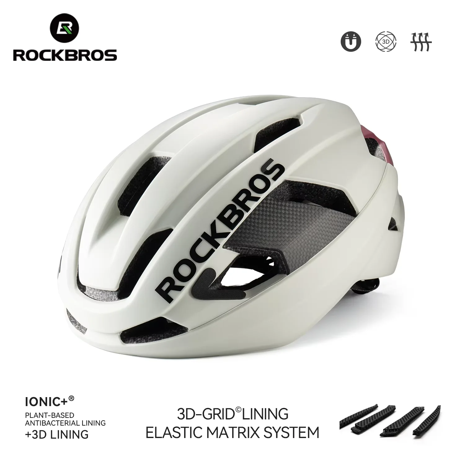 

ROCKBROS Carbon Fiber Bicycle Helmet Composite Safe Cycling Helmet Men Women Intergrally-Molded High-Density Foaming Bike Helmet