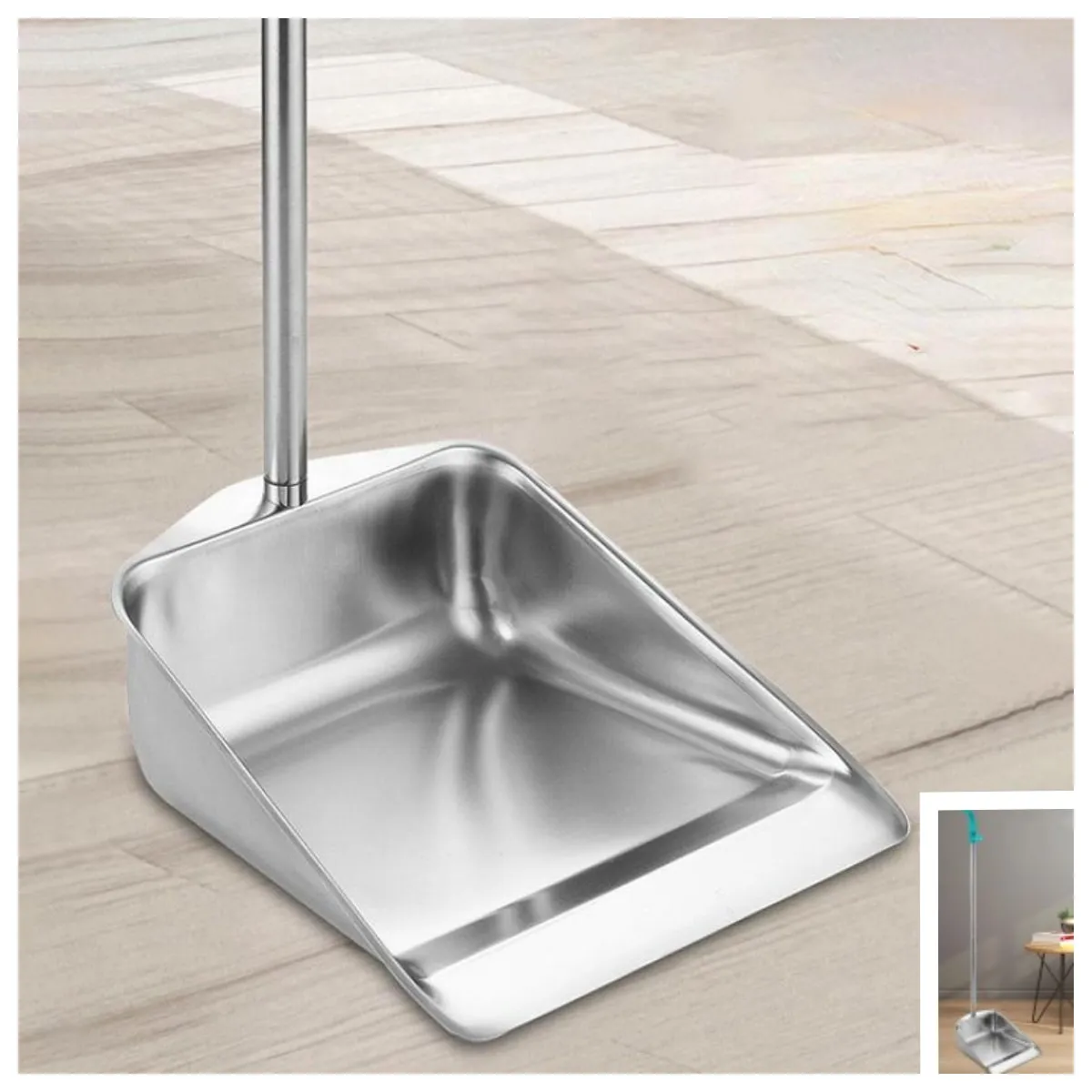 Stainless Steel Dustpan Household Cleaning Thickened Bucket Single Outdoor Trash Shovel Sweeping Garbage Ash Bucket Tools Home