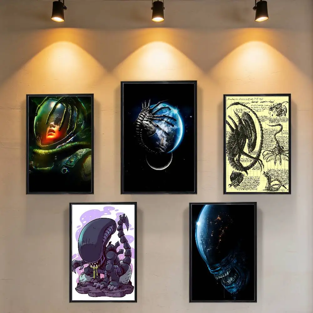 

black Terrifying Alien Earth Poster Prints Wall Art Picture Painting Gift Living Room Restaurant Bar Large Dec Sticker