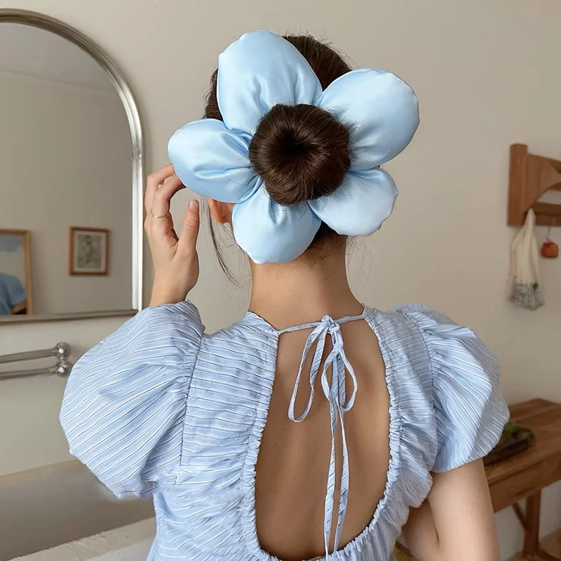 AWAYTR bando karet tali busa Satin, aksesori rambut untuk wanita dan anak-anak