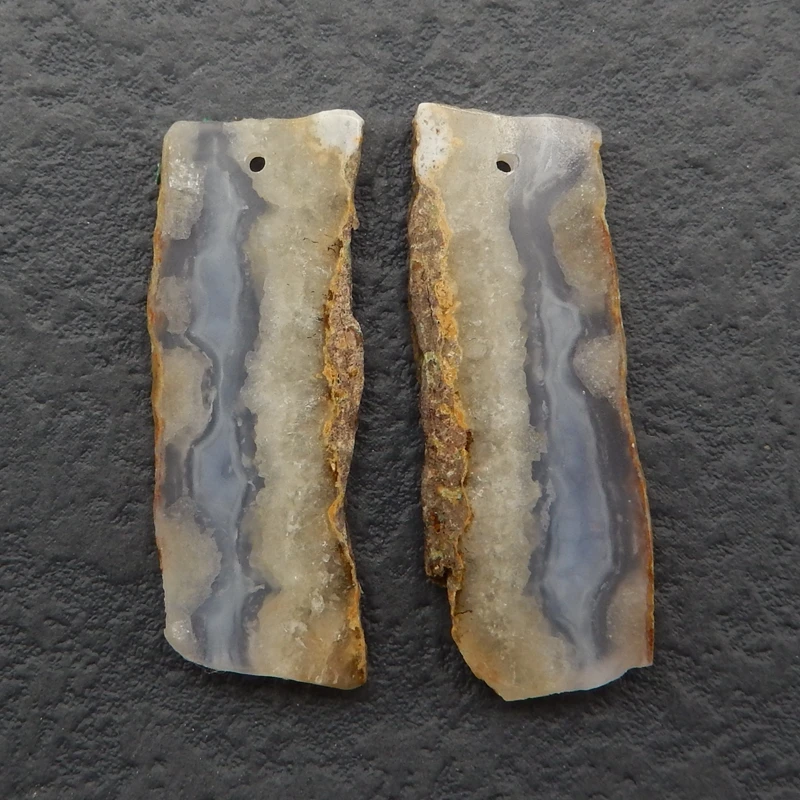 Nugget Blue Lace Agate earring beads, stones for earring making40x15x3mm8.5g