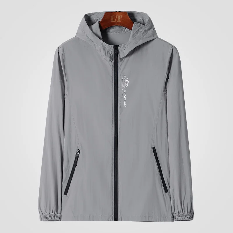 Ice Silk UV Protection Clothing UPF50 Breathable Thin Hooded Men's High End Outerwear Summer Lightweight Casual Fashion Sunsc...