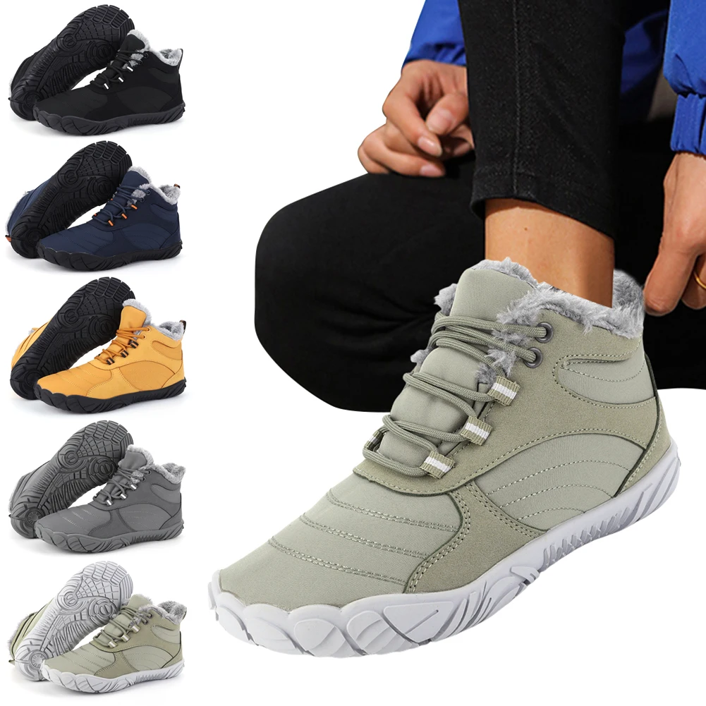 Calzado de Invierno, Botas Barefoot Impermeables, Zapatillas de Nieve con Forro de Piel Cálida para Hombre y Mujer