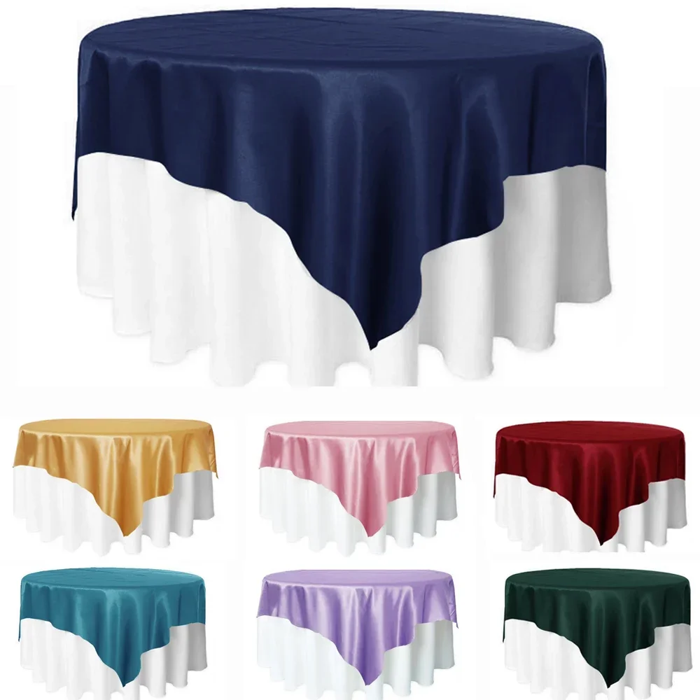 

/lot 33 color Square Overlay Tablecloth Satin Fabric Solid Table Cloths Cover Wedding Party hotel Banquet Home Table Decor