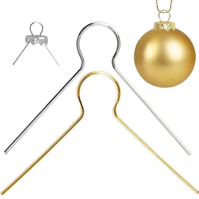 100pcs/lot 1/2" Round Silver Xmas Porcelain Glass Christmas Ornament Color Egg Round Christmas Metal Hook Spring Wire Hanger Cap - Image 5