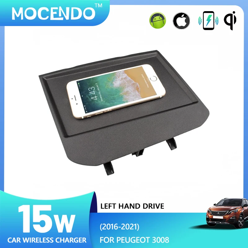 15 W QI Wireless Für Peugeot 3008 4008 2016-2021 Ladegerät Auto Center Konsole Telefon Schnelle Lade Pad Matte auto zubehör werkzeuge