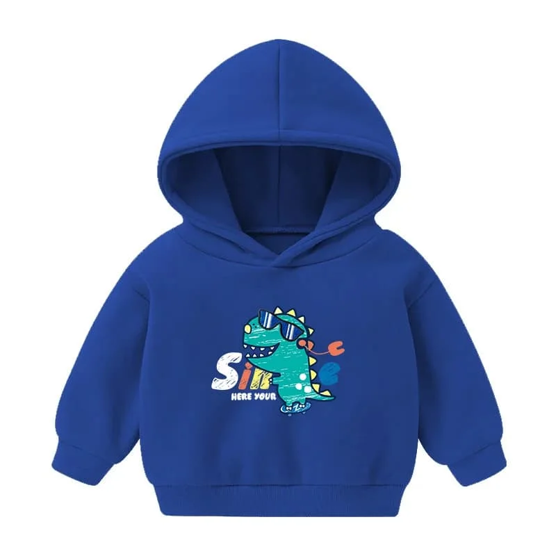Autumn/Winter Children's Hooded Sweatshirt - Cartoon Cute Dinosaur Boys' and Girls' Baby Loose Comfortable Hooded Shirt
