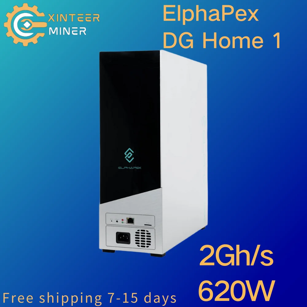 Presale Model DG Home 1 from ElphaPex mining Scrypt algorithm with a maximum hashrate of 2Gh/s for a power consumption of 620W.