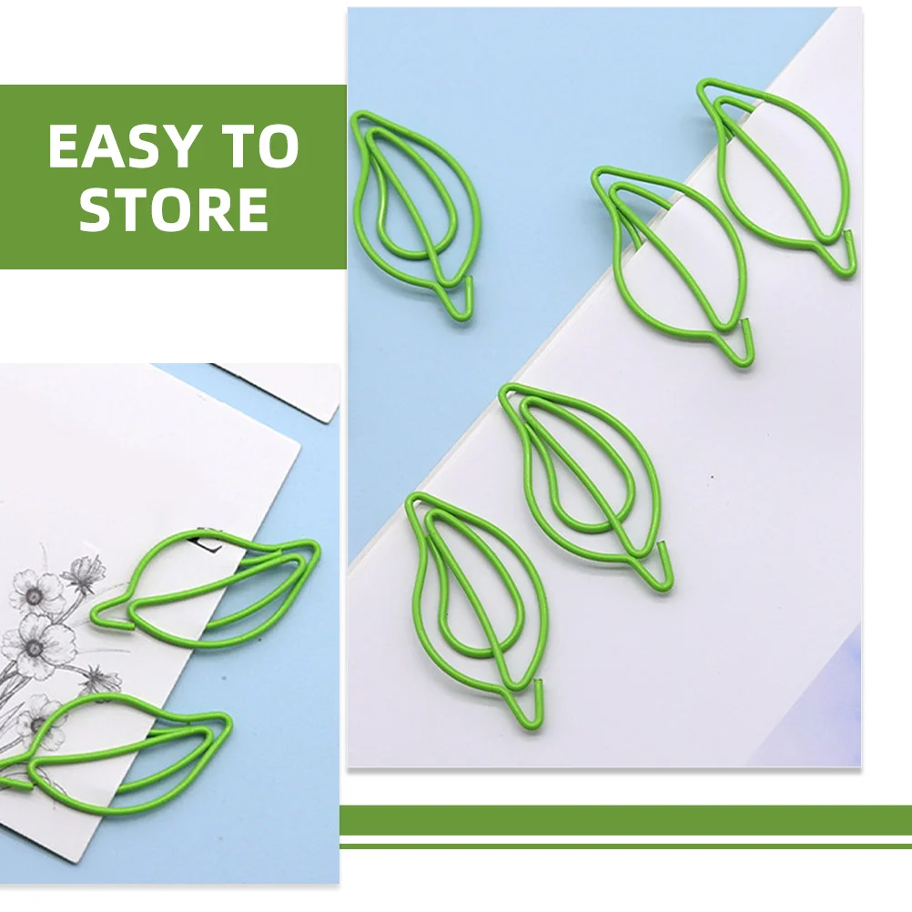 50 Pcs Leaf Shape Binder Paper Clip Office Clips File Folder 380X190X010CM Plastic Coated Line Supplies