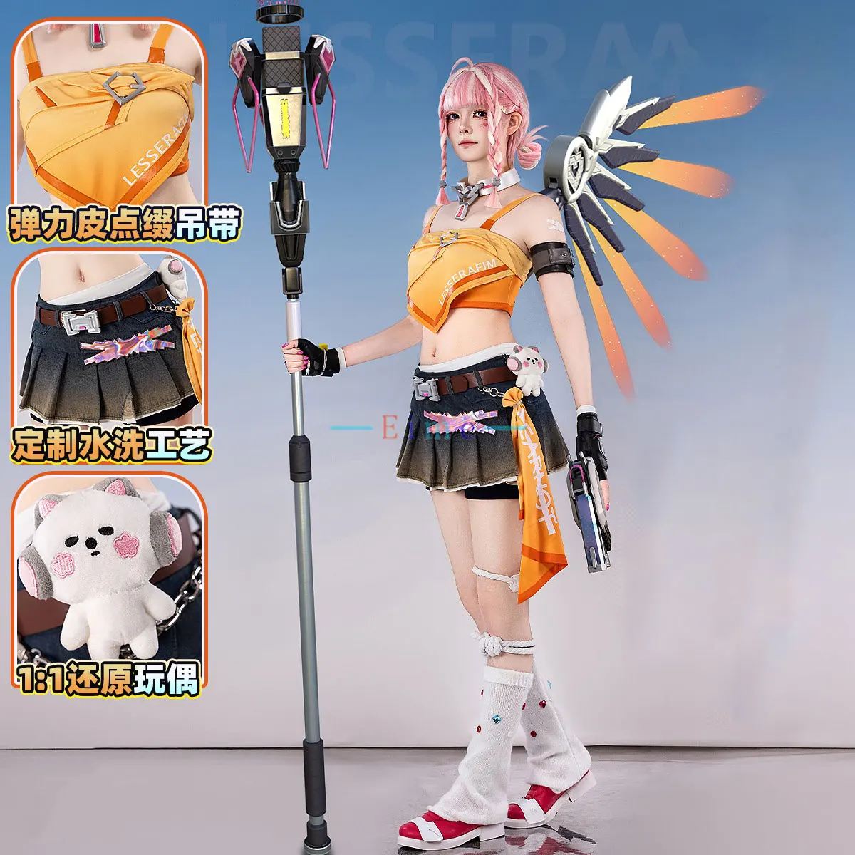 

Angela Ziegler Mercy Cosplay Costume Women Cute Party Suit Halloween Carnival Uniforms Anime Clothing Custom Made