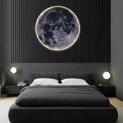 Modern LED Wall Lamp with Remote Control Dimmable 3D Moon Background Night Light Corridor Bedroom Indoor Home Wall Decor Light